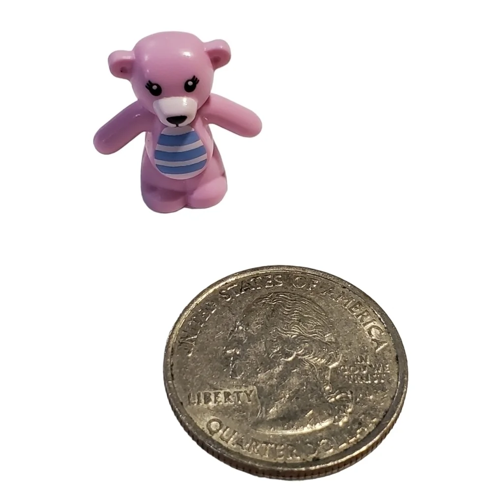 Lego Pink Teddy Bear mini figure blue white striped belly - Picture 3 of 6